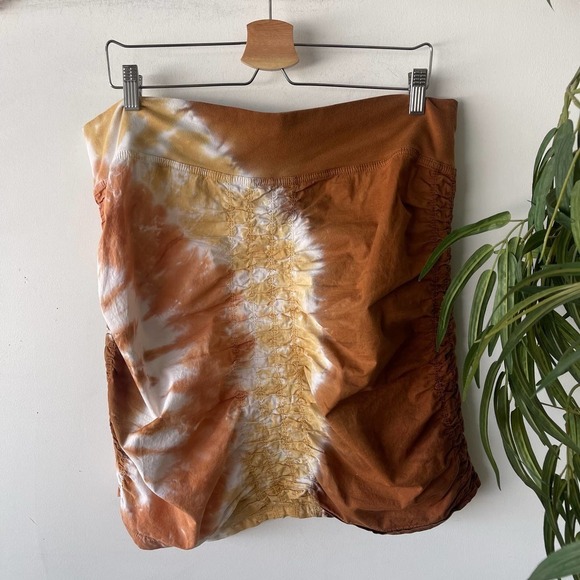 Wearables Skirt Womens XL Brown White Tie Dye Neapolitan Boho Scrunched Summer - Picture 1 of 7